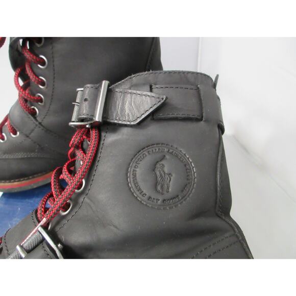 Polo Ralph Lauren Maurice Boots Mens Size 7 Black Leather Buckle Combat Moto main image 9